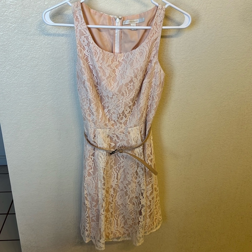 {LC Lauren Conrad} NWOT belted lace dress